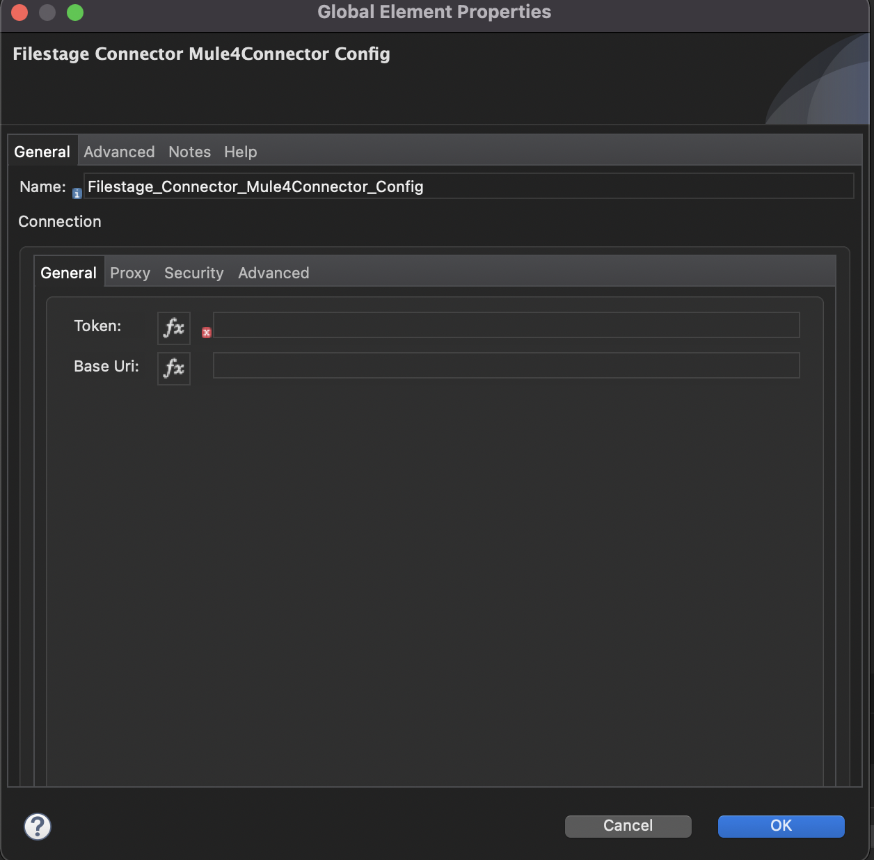 Authentication config dialog